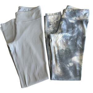 Athleta GIRL set of 2 leggings Chit Chat and Ribbed XL 14